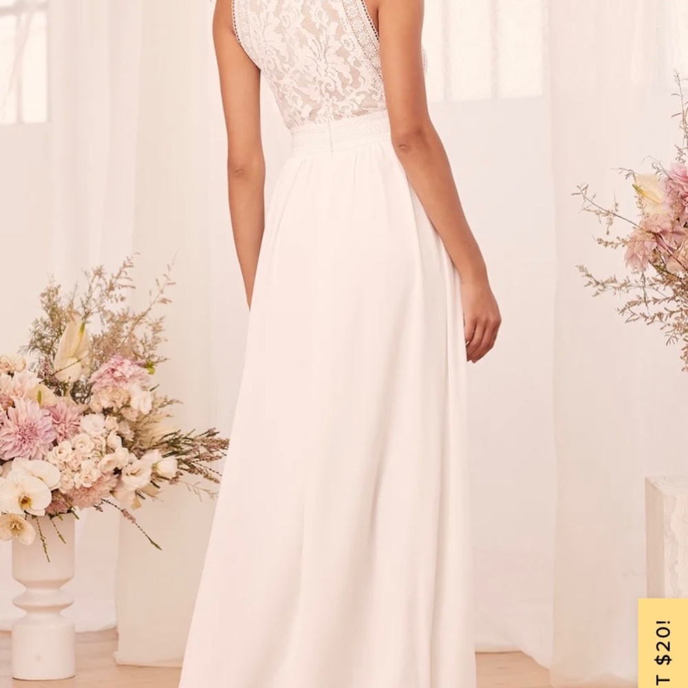 NWT Lulu’s “Forever & Always” White Lace Maxi Dress - Picture 4 of 7